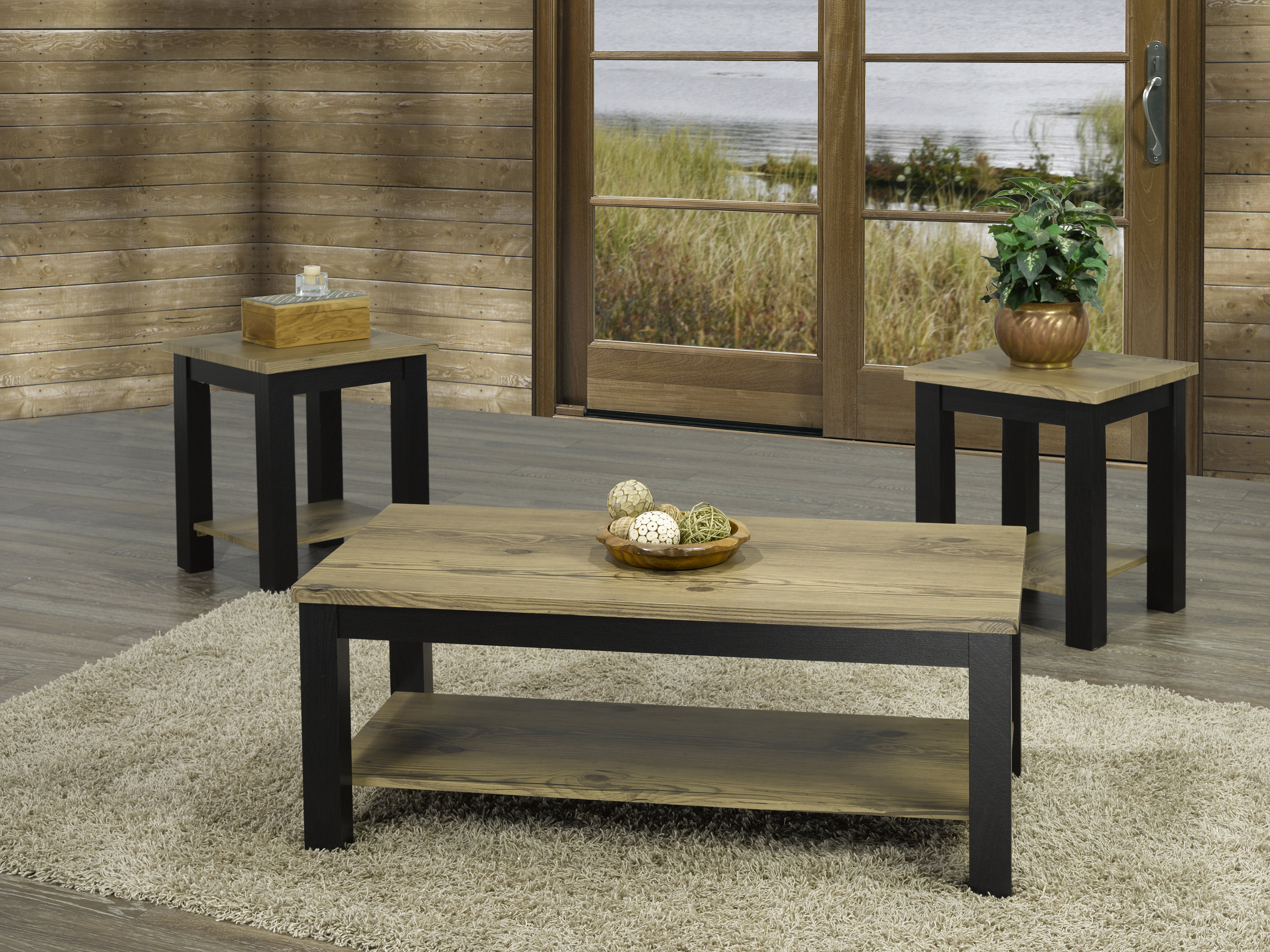 3 piece rustic coffee table set discount